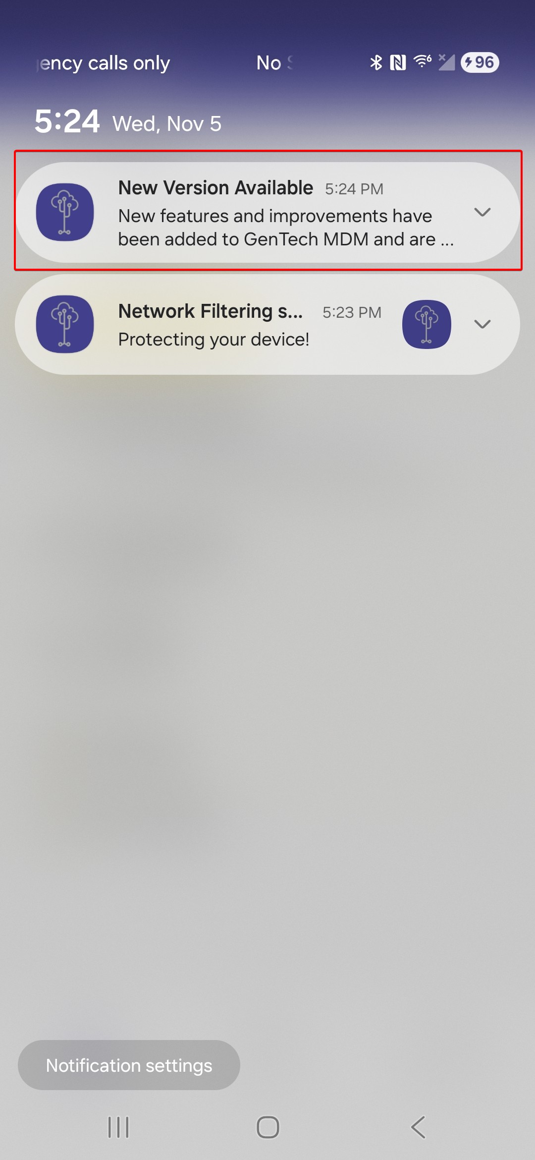Screenshot of 'New Version is available' notification